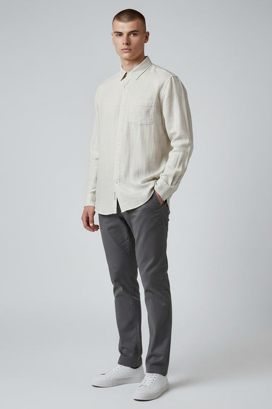 Bluebird Mens Natural Linen Tencil Shirt