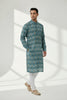 Veshbhoshaa Men's Blue Printed Sequence Kurta Pajama Set