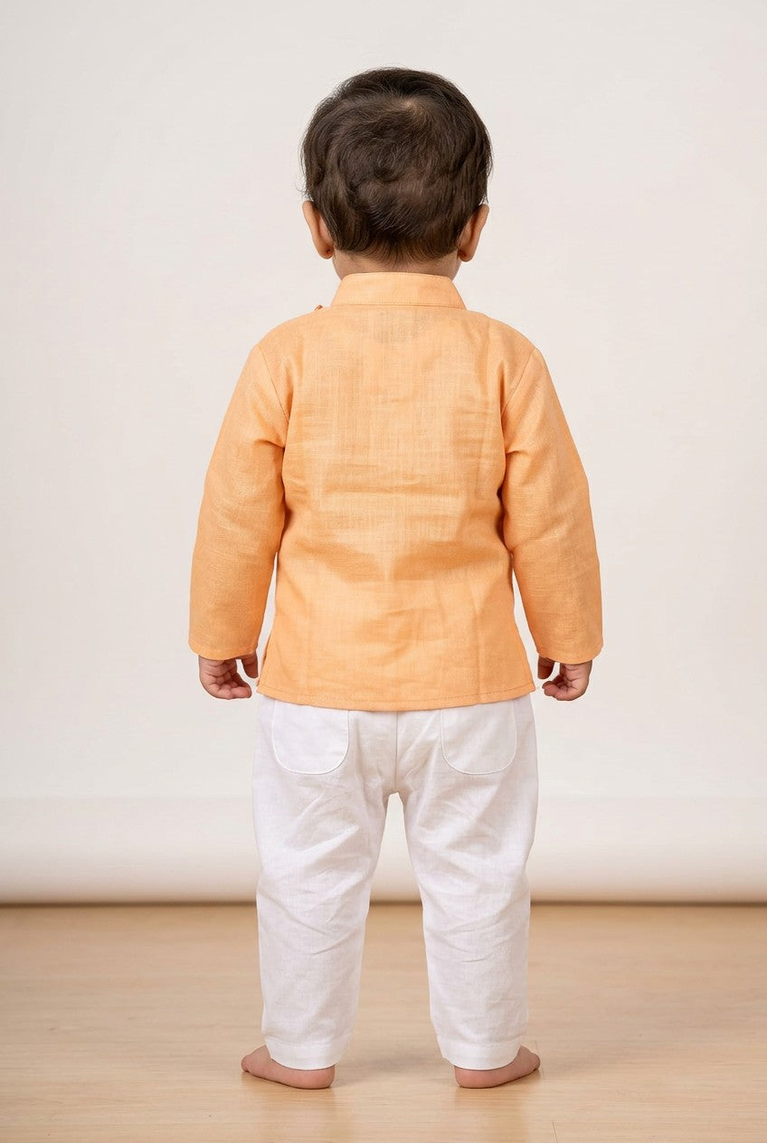 Veshbhoshaa Kid's Peach Kurta Pajama Set
