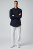 Bluebird Men's Dark Blue Linen Tencil Shirt