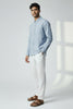 Bluebird Men's Light Blue Checks Cotton Blend Shirt