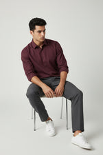 Bluebird Men's Wine Linen Tencil Shirt