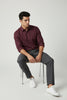 Bluebird Men's Wine Linen Tencil Shirt