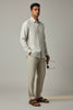 Bluebird Men's White & Beige Stripes Cotton Blend Shirt