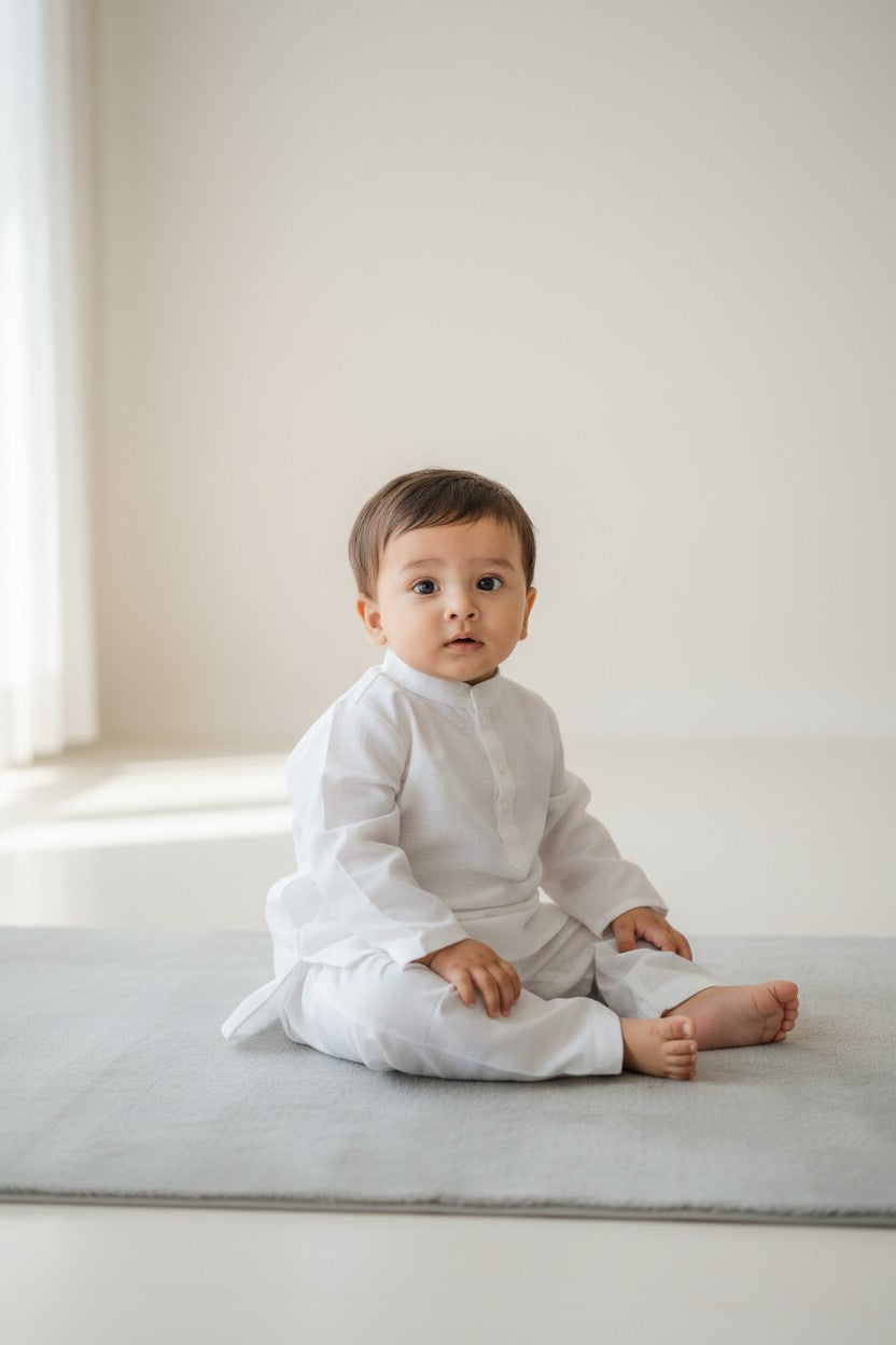 Veshbhoshaa Kid's White Pajama Set