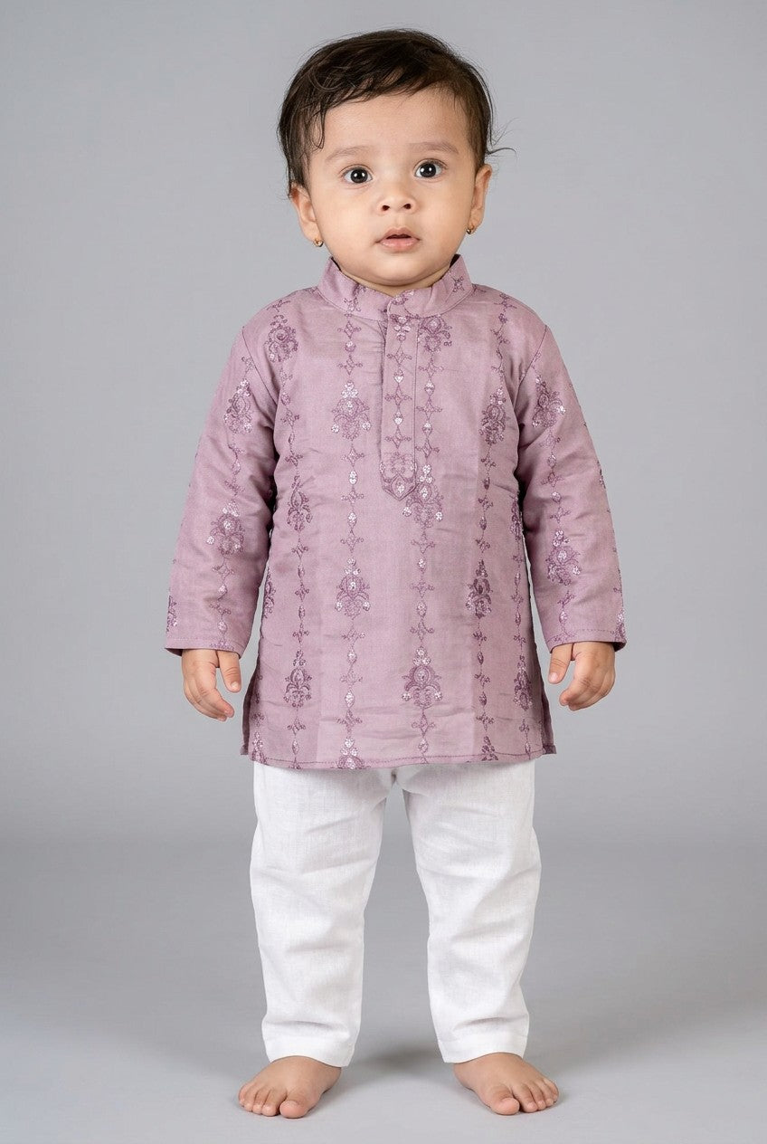 Veshbhoshaa Kid's Lavender Kurta Pajama Set