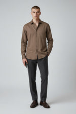 Bluebird Men's Brown Linen Tencil Shirt