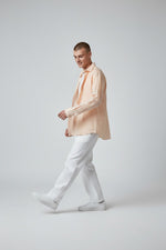 Bluebird Men's Peach Linen Tencil Shirt