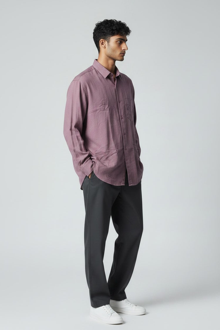 Bluebird Men's Rose Brown Linen Tencil Shirt