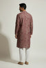 Veshbhoshaa Men's Red Geometric Sequence Kurta Pajama Set