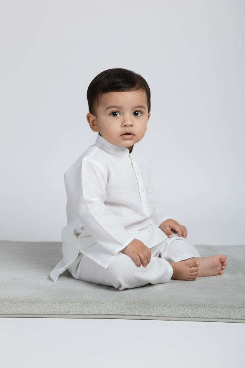 Veshbhoshaa Kid's White Pajama Set