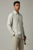 Bluebird Men's White & Beige Stripes Cotton Blend Shirt