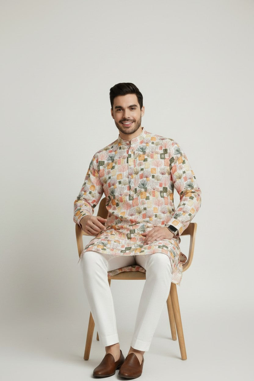 Peach Sequence Kurta Pajama Set – Veshbhoshaa