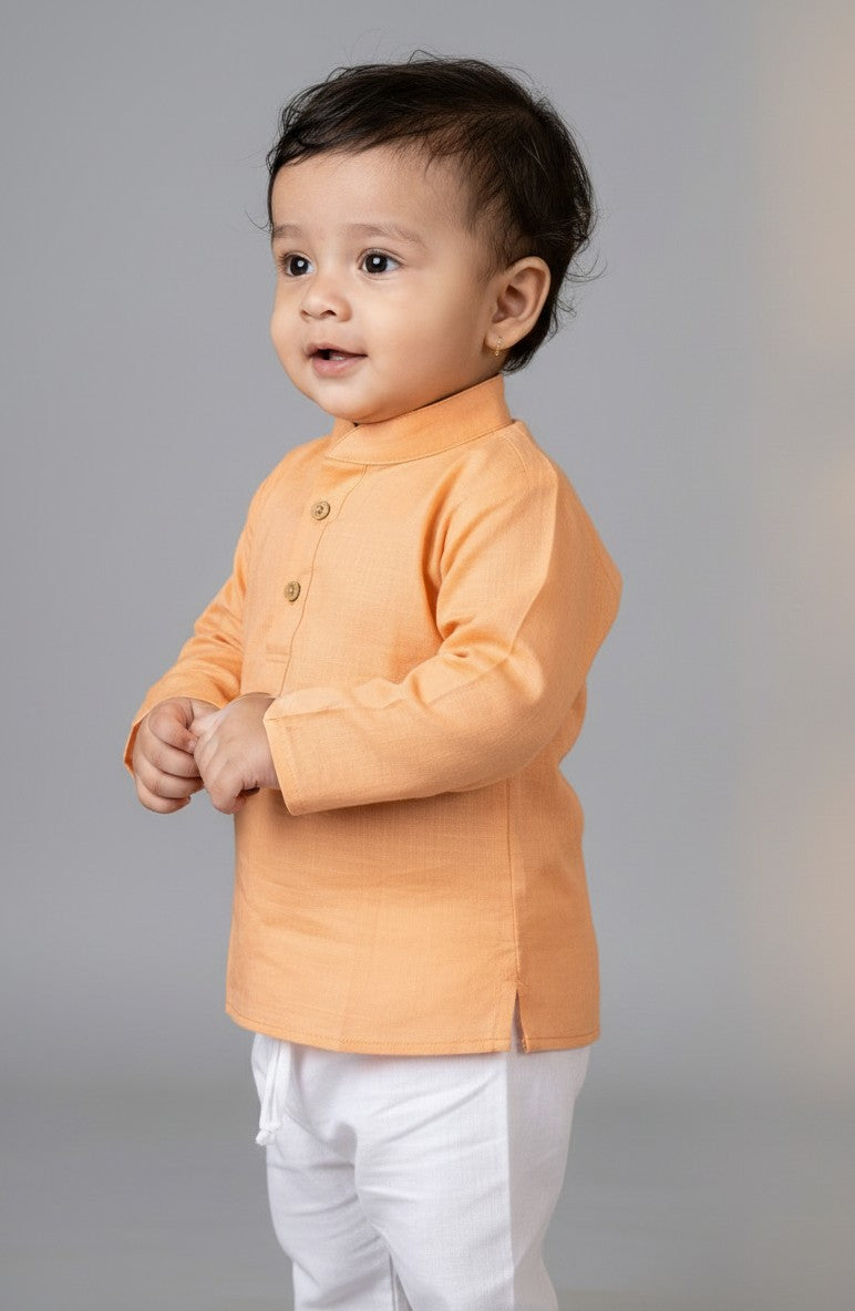 Veshbhoshaa Kid's Peach Kurta Pajama Set