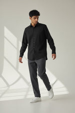 Bluebird Men's Black Linen Tencil Shirt