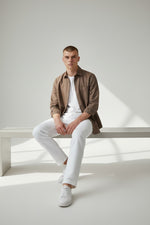Bluebird Men's Brown Linen Tencil Shirt