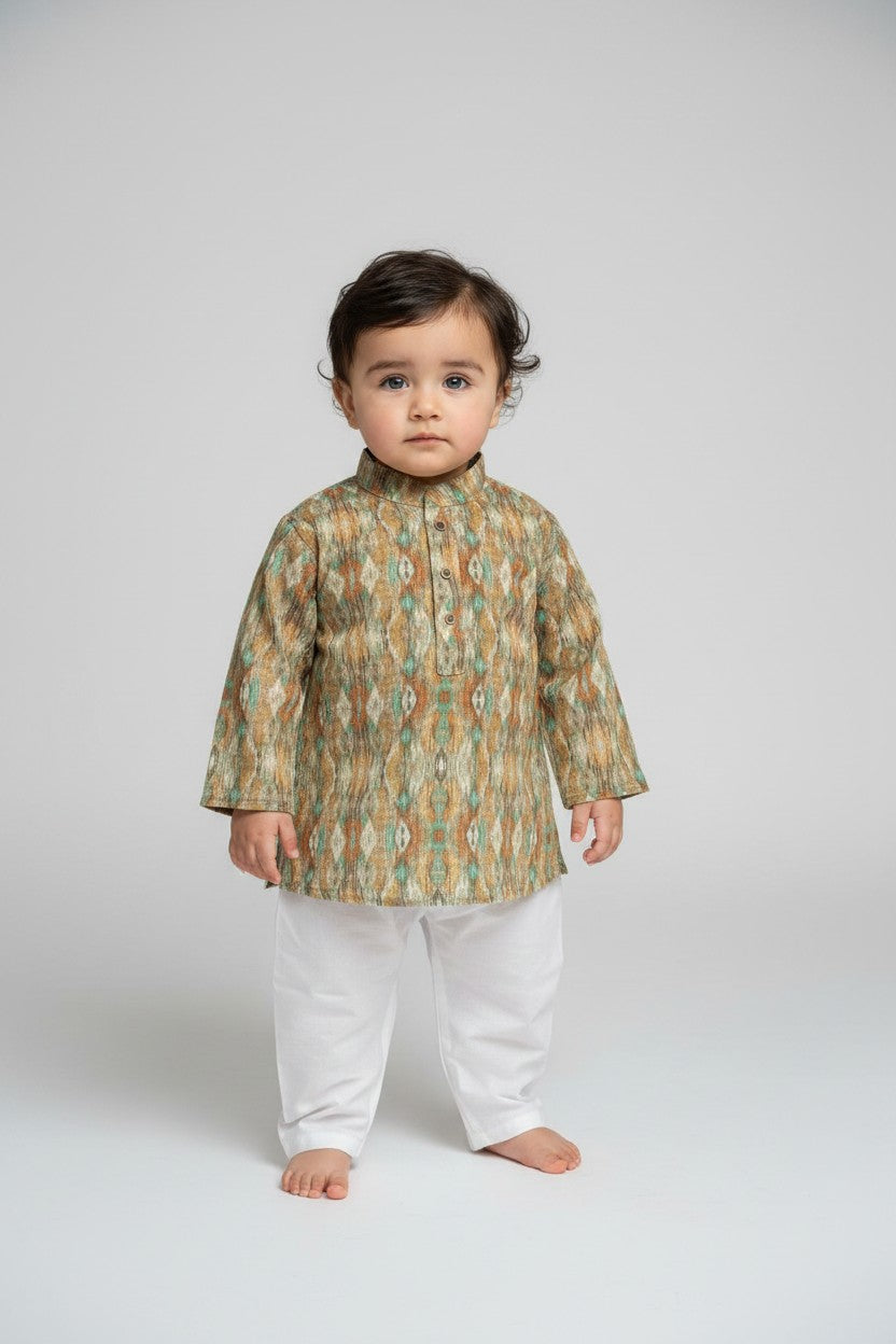 Veshbhoshaa Kid's Yellow Multicolour sequence Pajama Set