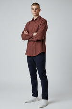 Bluebird Men's Dark Brown Linen Tencil Shirt