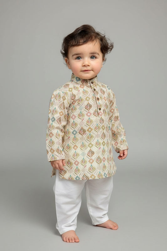 Veshbhoshaa Kid's Yellow Butti sequence Pajama Set