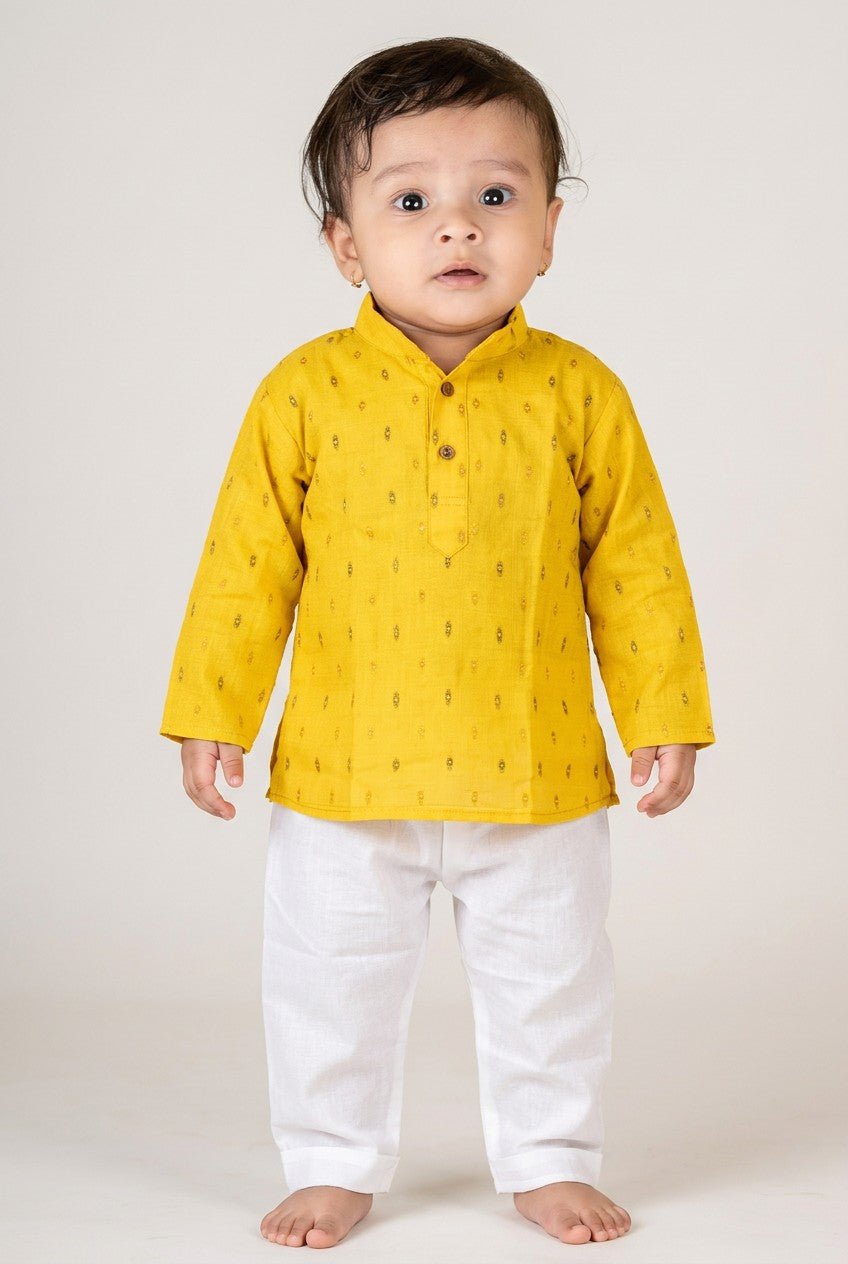 Veshbhoshaa Kid's Yellow Kurta Pajama Set