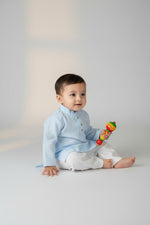 Veshbhoshaa Kid's Sky Blue Geometric Sequence Kurta Pajama Set