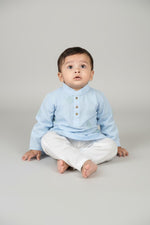 Veshbhoshaa Kid's Sky Blue Geometric Sequence Kurta Pajama Set