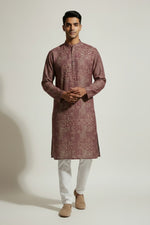Veshbhoshaa Men's Red Geometric Sequence Kurta Pajama Set