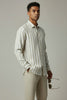 Bluebird Men's White & Beige Stripes Cotton Blend Shirt