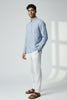 Bluebird Men's Light Blue Checks Cotton Blend Shirt