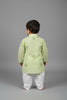 Veshbhoshaa Kid's Green Geometric Sequence Kurta Pajama Set