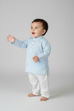 Veshbhoshaa Kid's Sky Blue Geometric Sequence Kurta Pajama Set