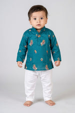 Veshbhoshaa Kid's Teal Kurta Pajama Set