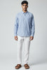 Bluebird Men's Light Blue Checks Cotton Blend Shirt