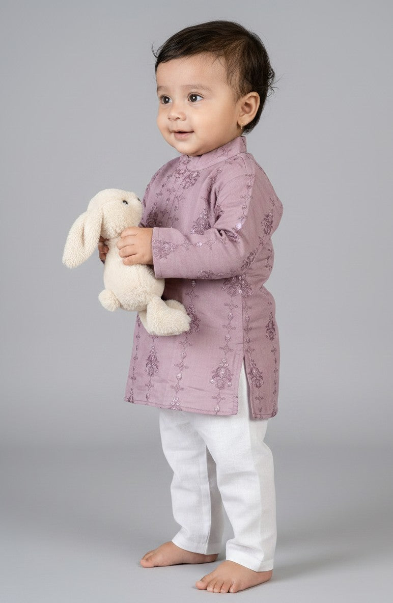 Veshbhoshaa Kid's Lavender Kurta Pajama Set
