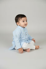 Veshbhoshaa Kid's Sky Blue Geometric Sequence Kurta Pajama Set