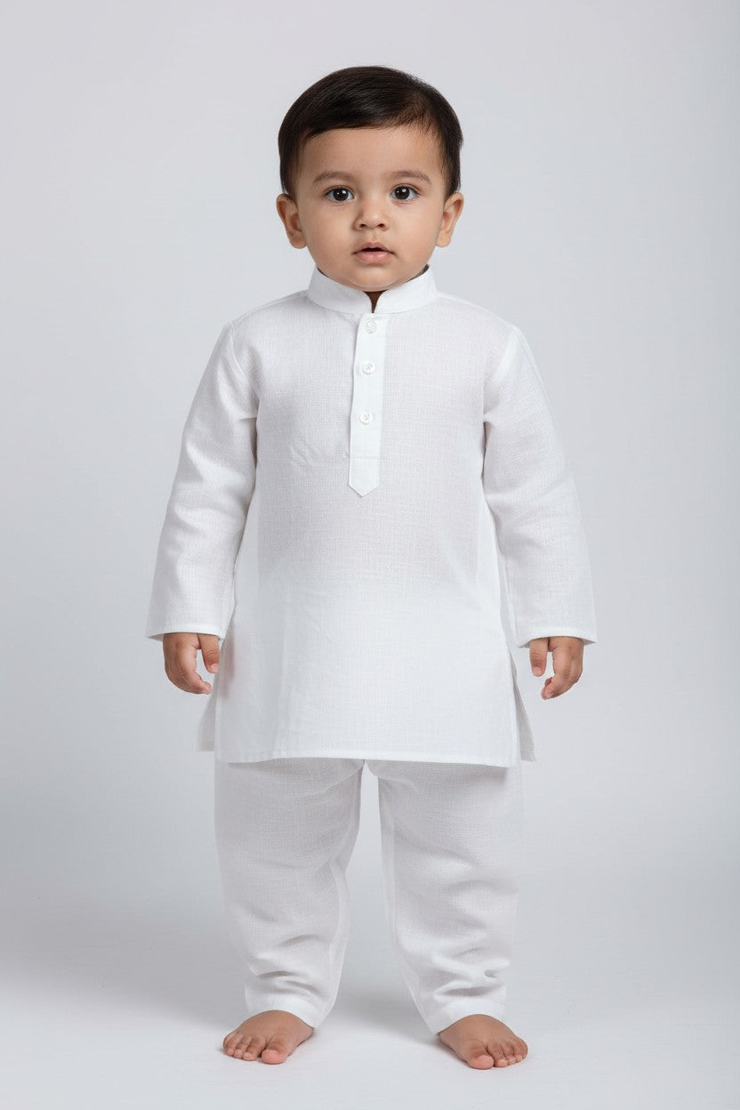 Veshbhoshaa Kid's White Pajama Set