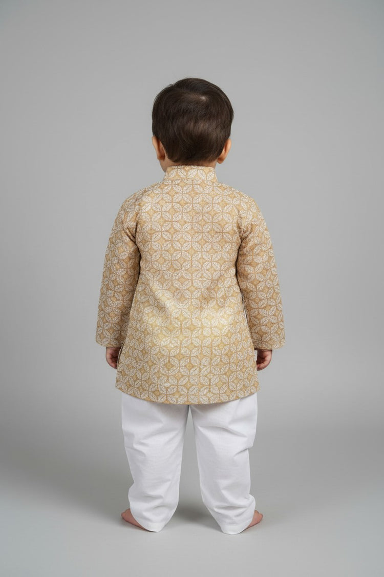 Veshbhoshaa Kid's Mustard Leaf Print sequence Pajama Set