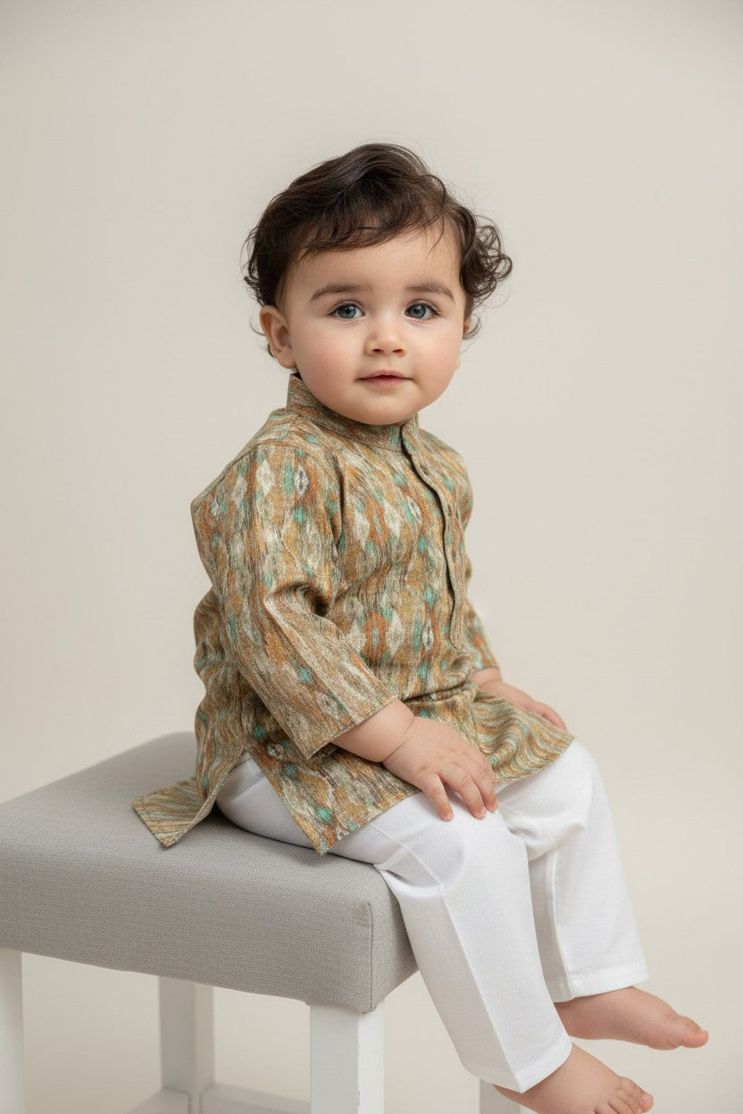 Veshbhoshaa Kid's Yellow Multicolour sequence Pajama Set