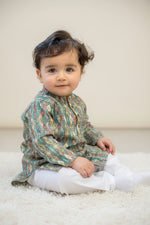 Veshbhoshaa Kid's Green Multicolour sequence Pajama Set