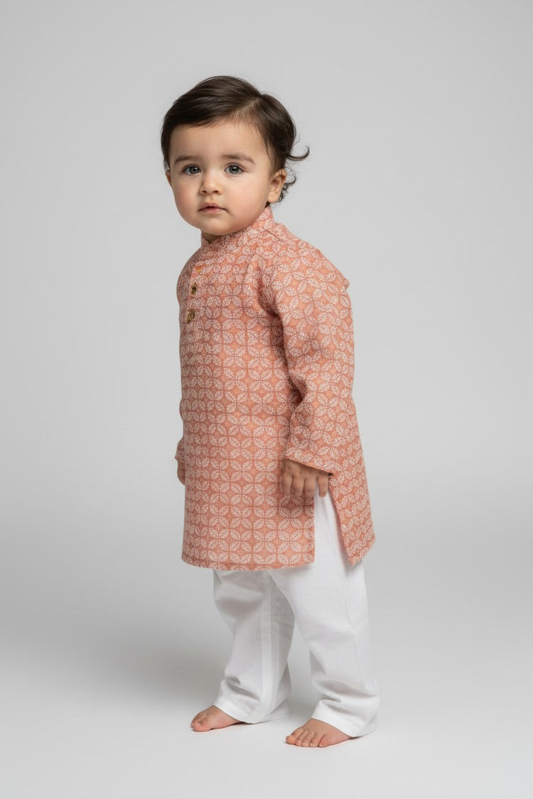 Veshbhoshaa Kid's Red Leaf Print sequence Pajama Set
