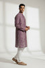 Veshbhoshaa Men's Pink Printed Sequence Kurta Pajama Set