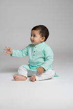 Veshbhoshaa Kid's Blue Geometric Sequence Kurta Pajama Set