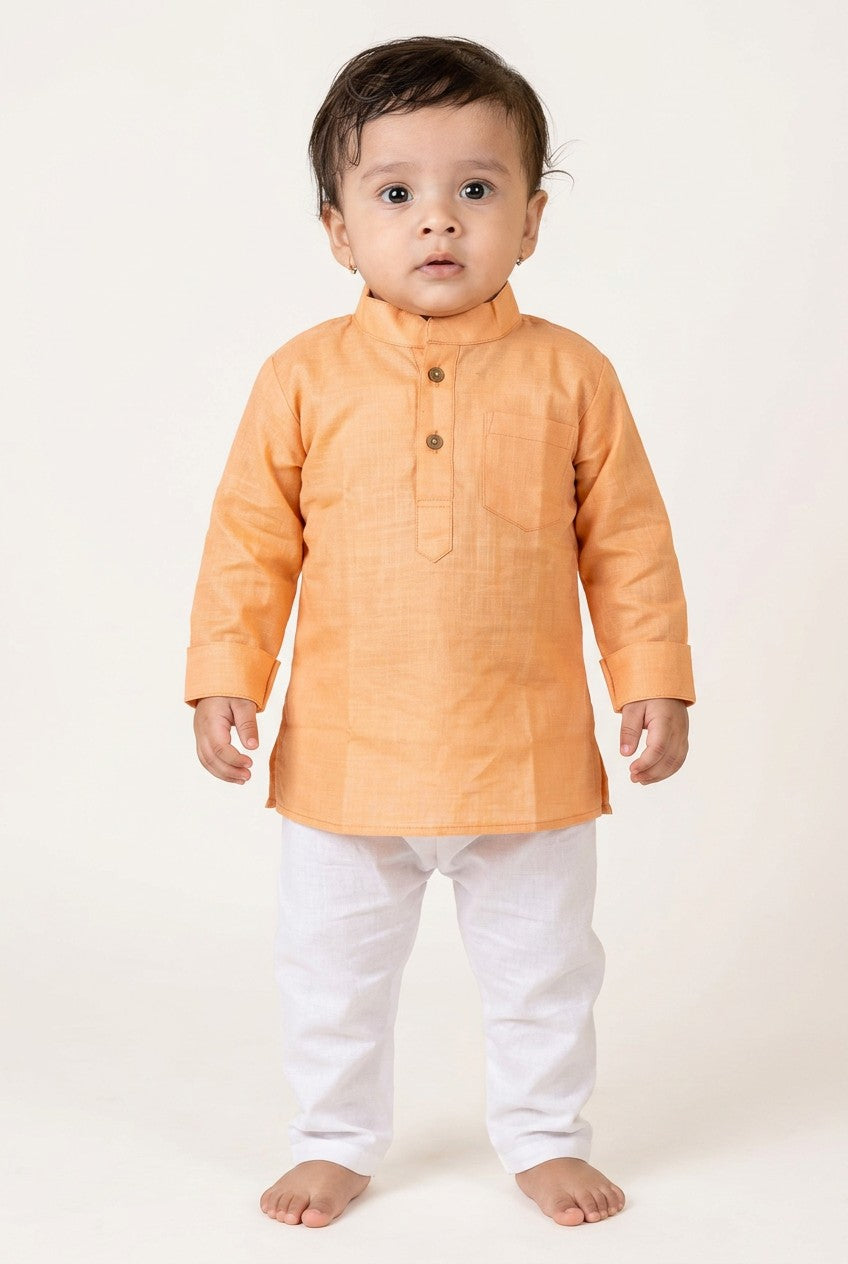 Veshbhoshaa Kid's Peach Kurta Pajama Set