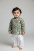 Veshbhoshaa Kid's Green Multicolour sequence Pajama Set