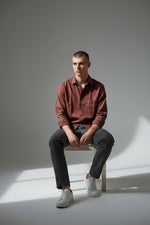 Bluebird Men's Dark Brown Linen Tencil Shirt