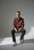 Bluebird Men's Dark Brown Linen Tencil Shirt