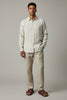 Bluebird Men's White & Beige Stripes Cotton Blend Shirt
