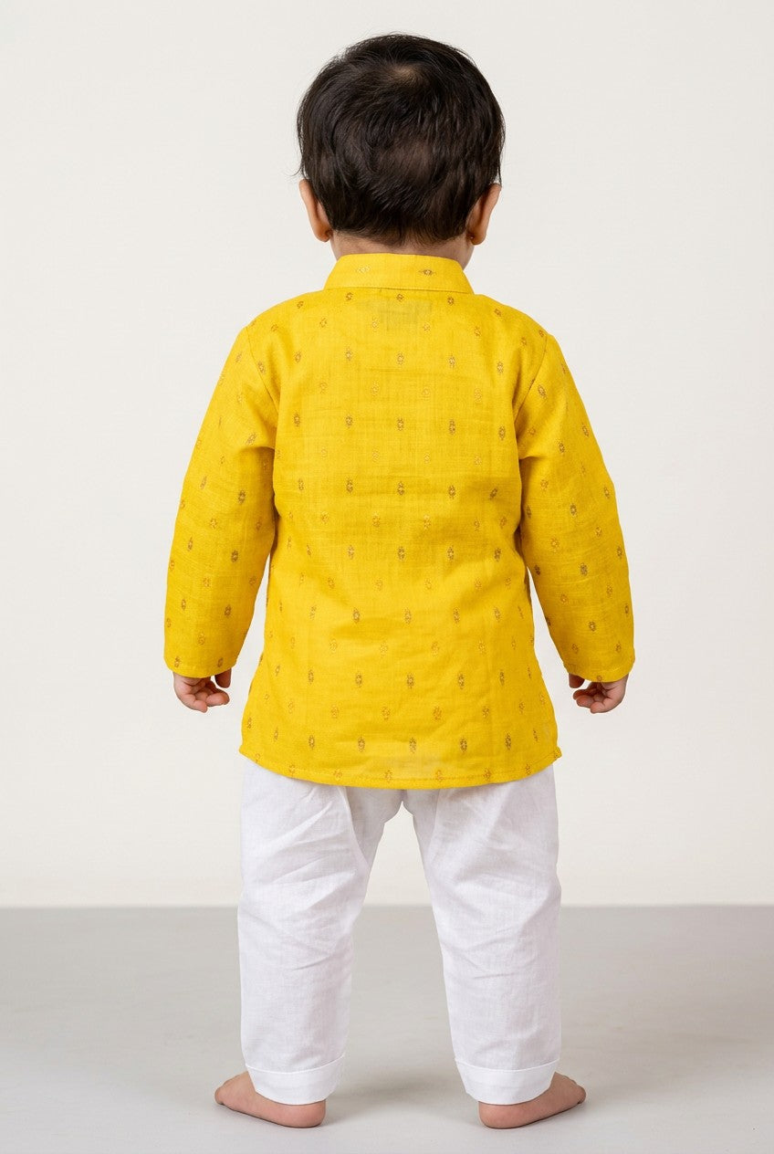 Veshbhoshaa Kid's Yellow Kurta Pajama Set