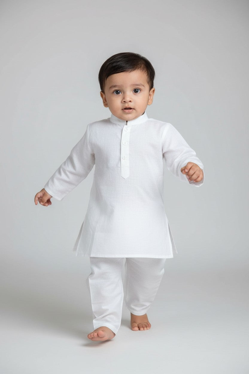 Veshbhoshaa Kid's White Pajama Set