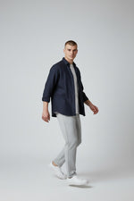 Bluebird Men's Dark Blue Linen Tencil Shirt